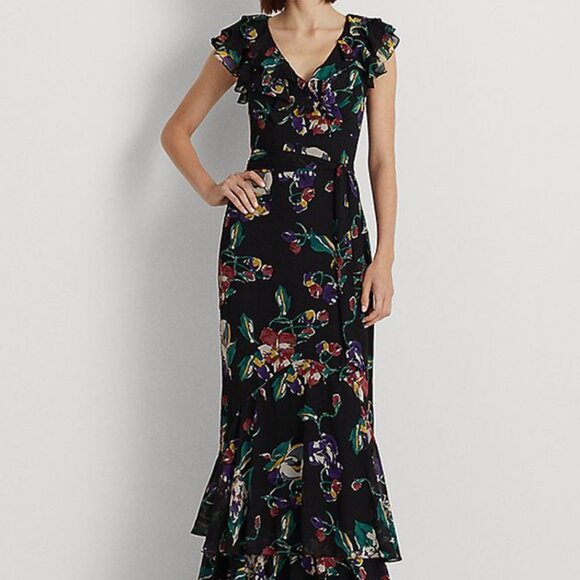 NWT Ralph Lauren maxi chiffon georgette floral summer dress - Picture 8 of 10
